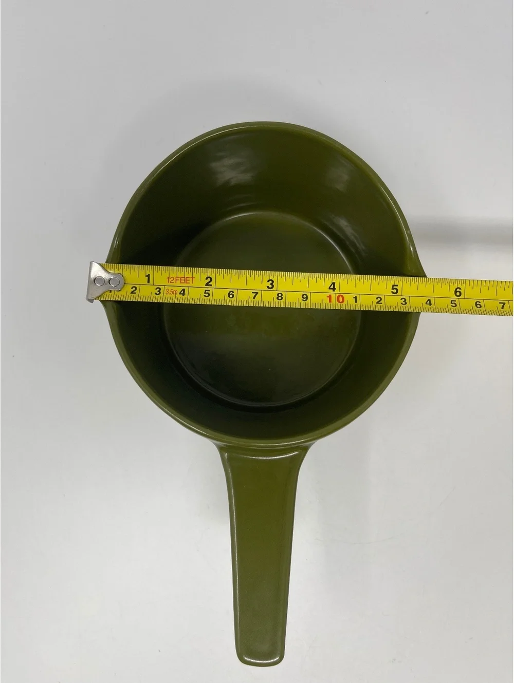 Vintage Avocado Green Ceramic Butter Warmer Melting Pot Double Pour Spout MCM